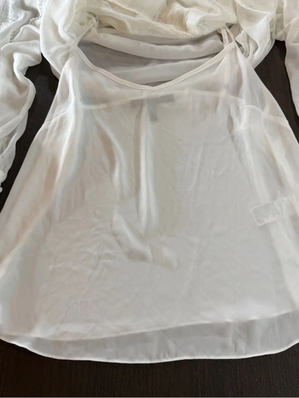 White House Black Market Sheer White Lace-Trim Button Front Blouse Sz XL NWT - Picture 9 of 10